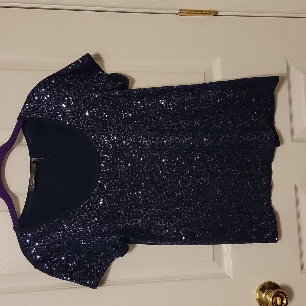 Navy Blue sequin shirt, medium